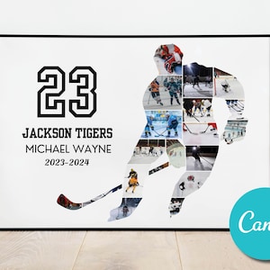 Custom Ice Hockey Sport Photo Collage Player Senior Poster Gift For Coach, Ice Hockey Lovers Team Gift, Personalized Ice Hockey Players Gift