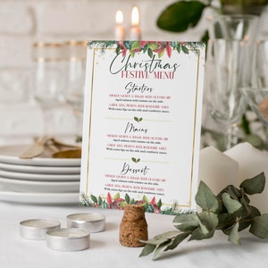 Editable Christmas Day Restaurant Cafe Food Menu Template, Christmas