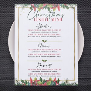 Editable Christmas Day Restaurant Cafe Food Menu Template, Christmas