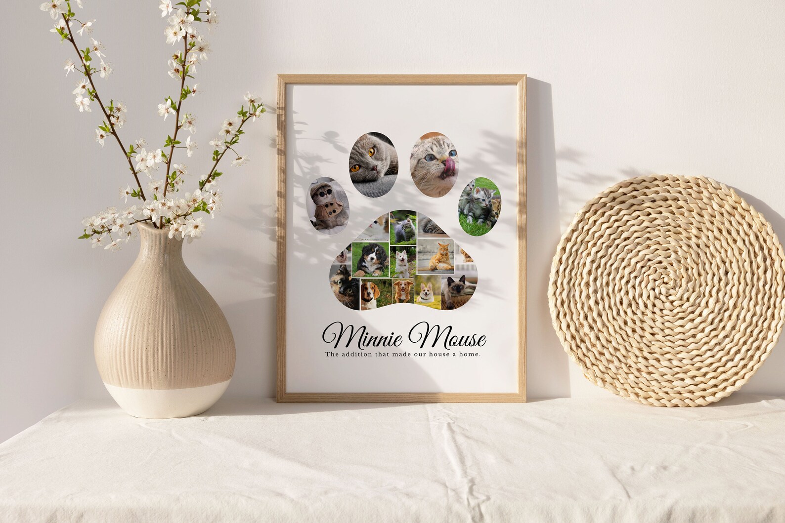 Custom Paw Print Cat Dog Pet Photo Collage Gift, Animal Lover Custom ...
