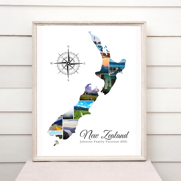 Neuseeland Foto Collage Karte Geschenk Flitterwochen Hochzeit Kunst, Neuseeland Urlaub Collage Urlaub Geschenk Poster Druck