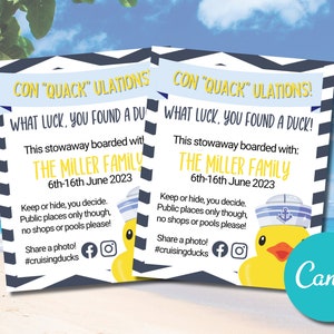 Editable Cruise Rubber Ducks Tags, Custom Cruising Rubber Ducks Tags, Printable Cruising Duck Tags