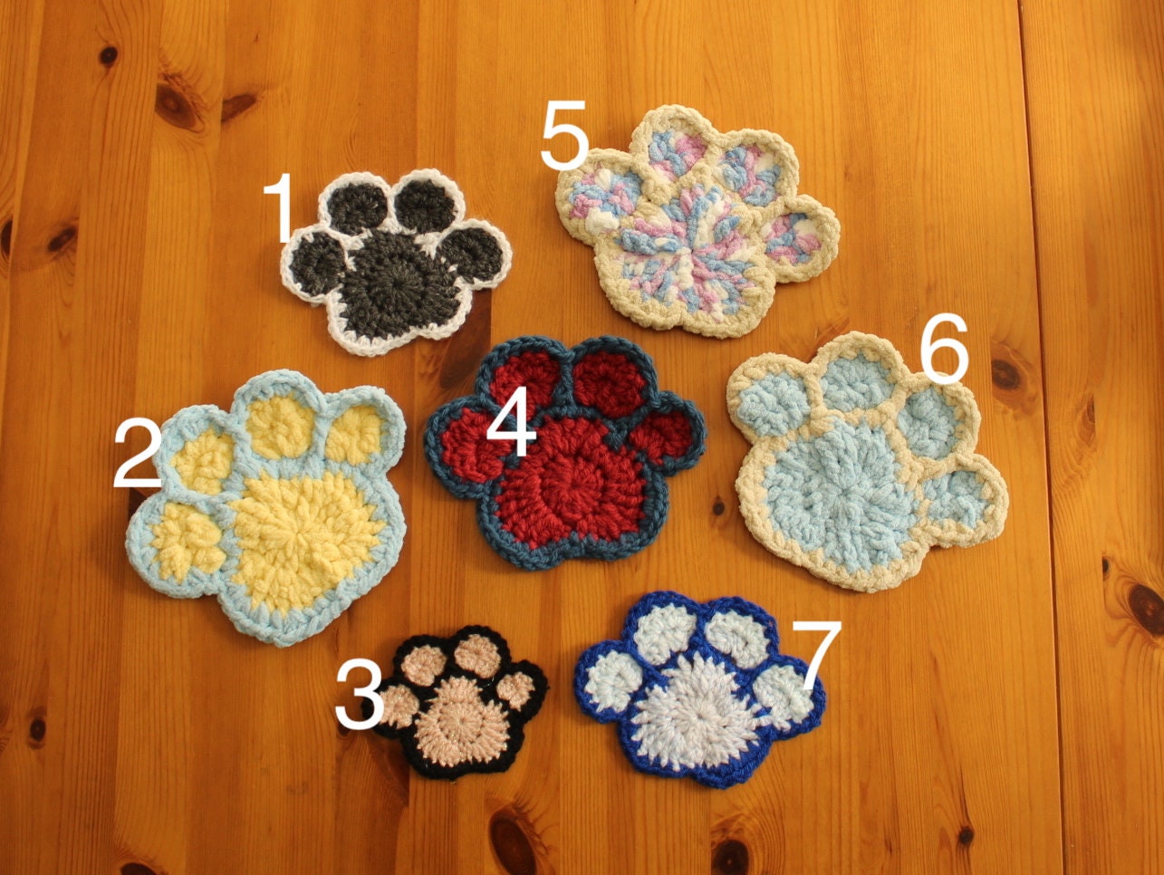 Paw Print Crochet Coaster Cat Crochet Paw Prints Coaster Set | Etsy