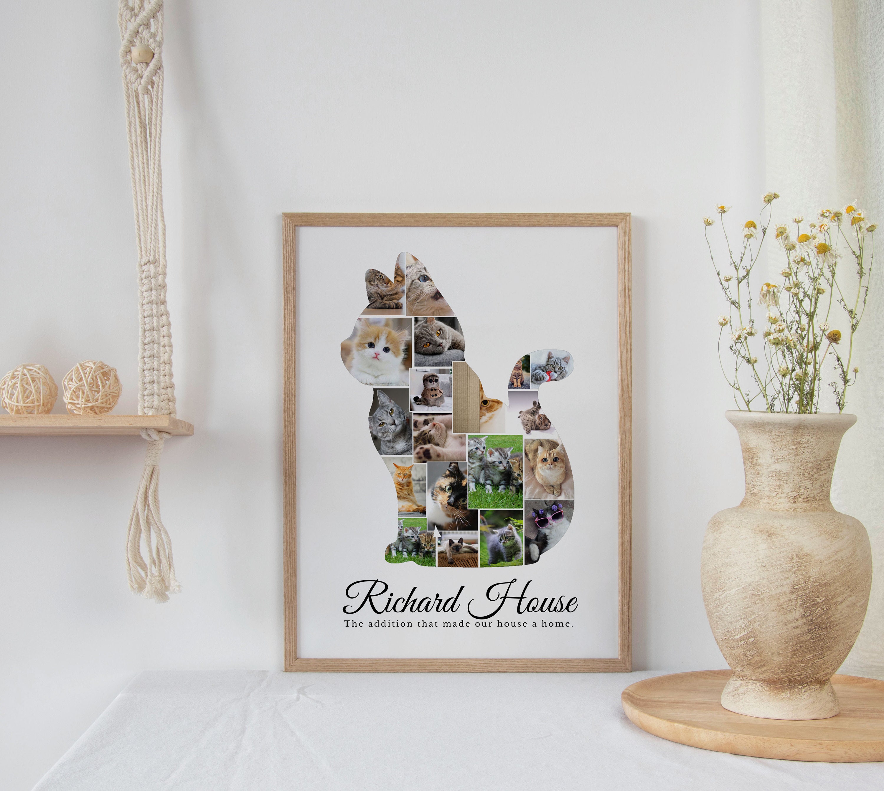 Custom Paw Print Cat Dog Pet Photo Collage Gift, Animal Lover Custom ...
