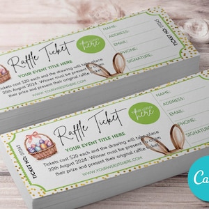 Bearbeitbare Raffle Event Ticket-Vorlage, Ostern Custom DIY Surprise Raffle Event Ticket, Digital Canva druckbare bearbeitbare Raffle Vorlage