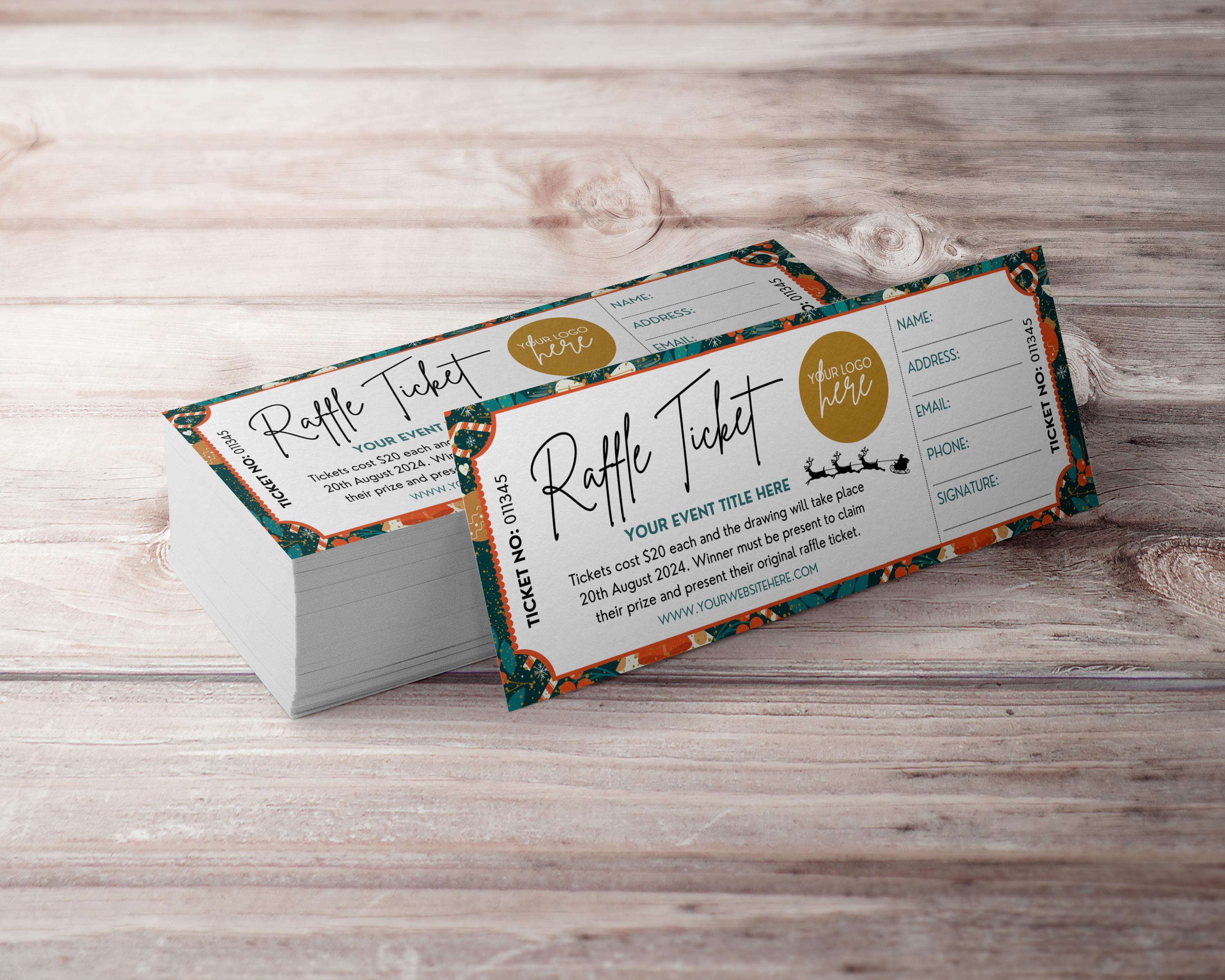 Suprise Raffles Editable Raffle Event Ticket Template, Christmas Custom DIY Surprise ...