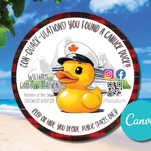 Editable Canuck Cruise Rubber Duck Tags, Custom Cruising Rubber Duck Tags, Printable Custom Cruising Duck Tags