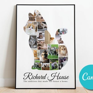 Custom Paw Print Cat Dog Pet Photo Collage Gift, Animal Lover Custom Paw Print Art Collage Template