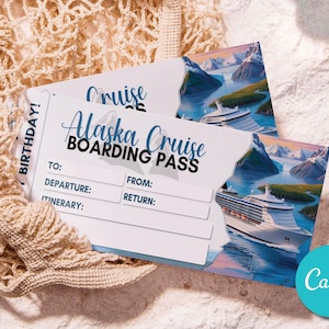 Editable Alaska Cruise Boarding Pass Ticket, Printable Cruise Ticket, Custom Cruise Ship Ticket