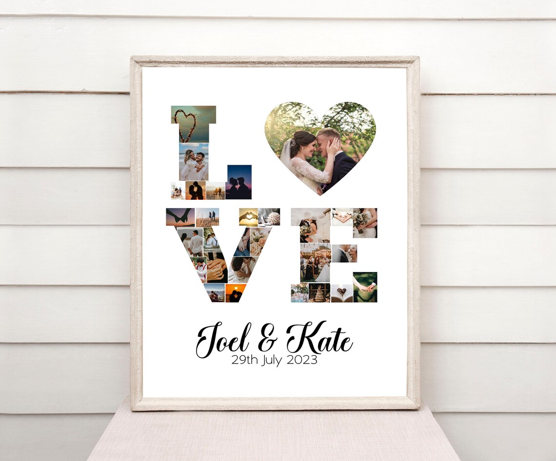 Custom Editable Love Heart Shape Photo Collage Gift Etsy