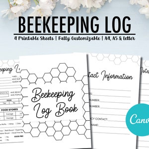 Beekeeping Log Book Kit Supplies Log, Beekeeping Inspection Checklist, Beehive Tracker, Bee Keeping Journal Logbook Template Printable