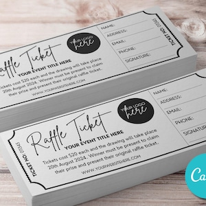 Bearbeitbare Raffle Event Ticket-Vorlage, benutzerdefinierte DIY Surprise Raffle Event Ticket, digital Canva druckbare bearbeitbare Raffle Ticket-Vorlage