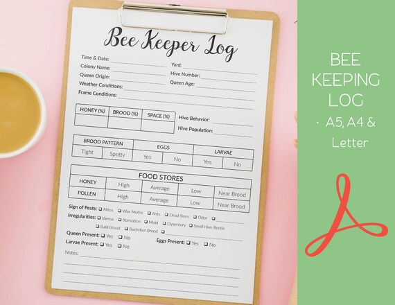 Beekeeping Log Book Template Beekeeping Inspection Checklist | Etsy