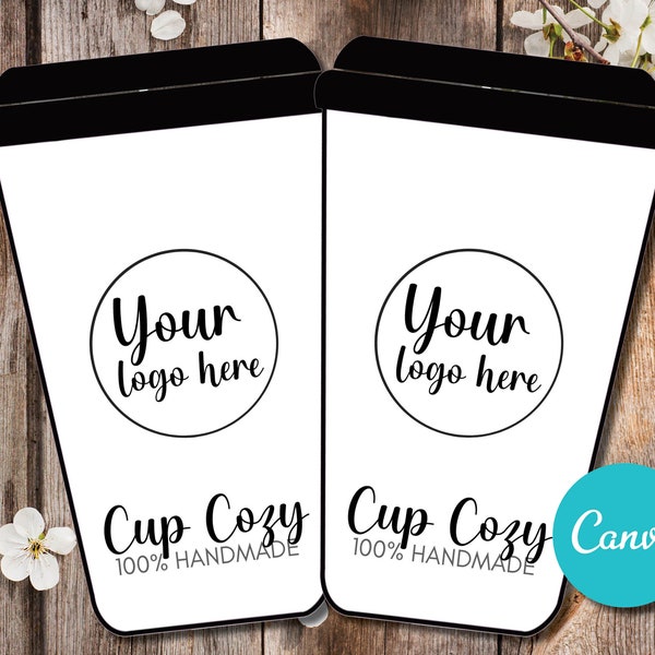 Editable Coffee Cup Cozy Card Personalized Printable, Display Coffee Sleeve, Cup Cozy Display Template