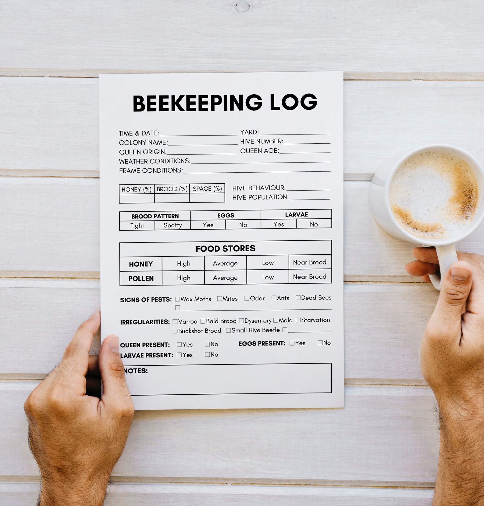 Beekeeping Log Book Template, Beekeeping Inspection Checklist, Beehive ...
