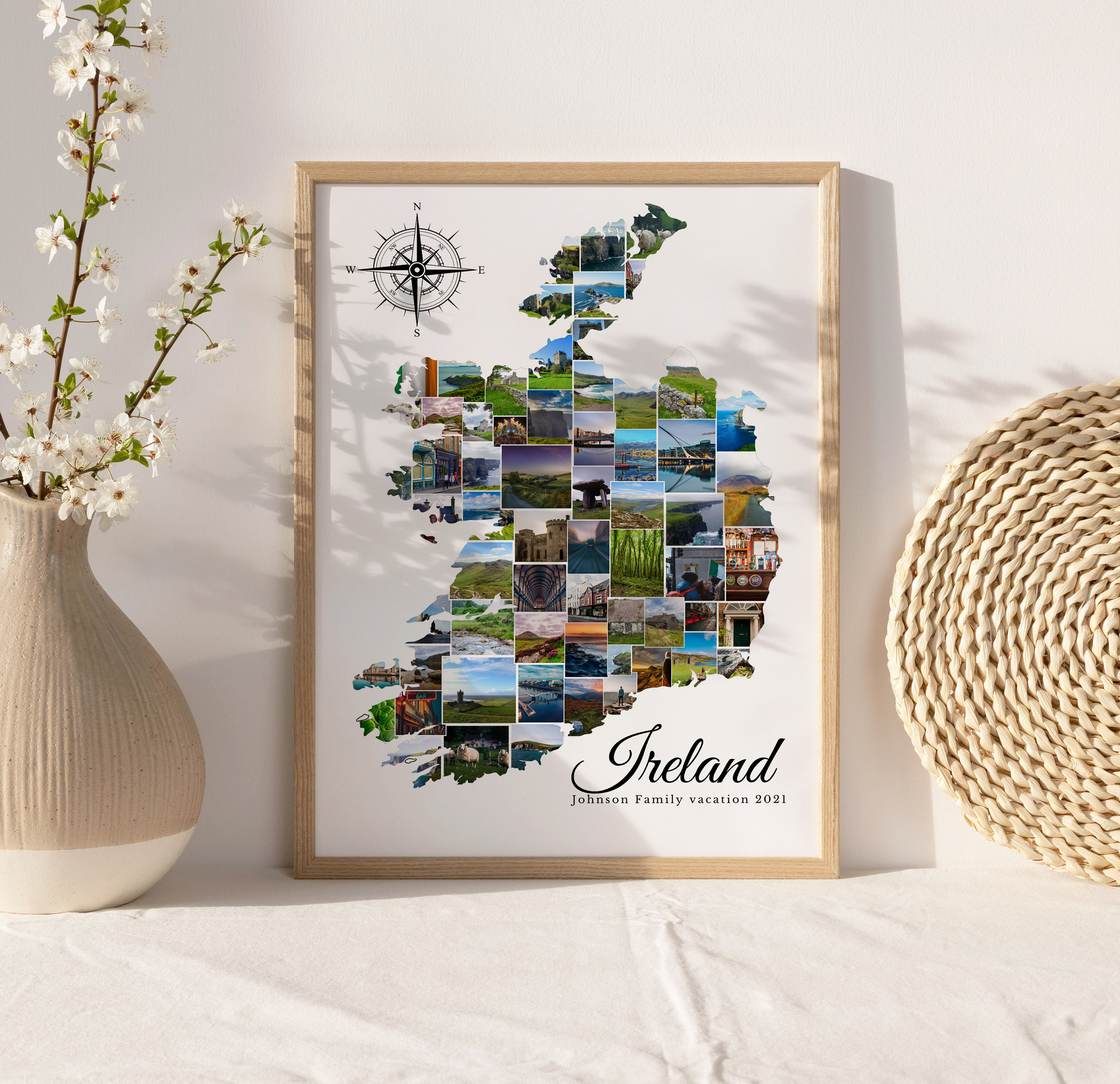 Ireland Map Travel Photo Collage Poster Wedding Anniversary - Etsy