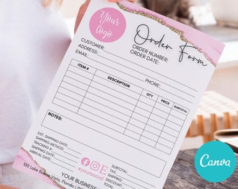Pink Editable Order Form Custom Template Printable Purchase | Etsy