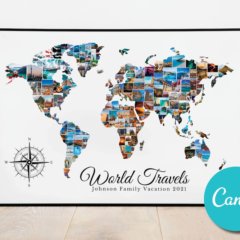World Map Portrait - Etsy