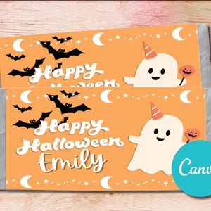 Halloween Czekoladowe batoniki cukierkowe Wrapper Treats, Drukowalny upominek na imprezę Halloween, Straszny Czekoladowy Cukierek Czekoladowy batonik Wrap Template