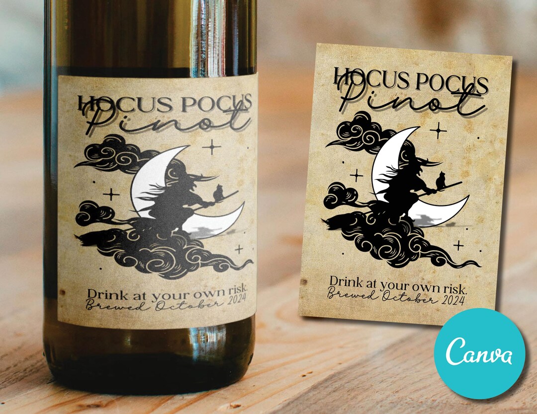 Editable Halloween Wine Bottle Labels Party Favour Drink Tag, Custom ...