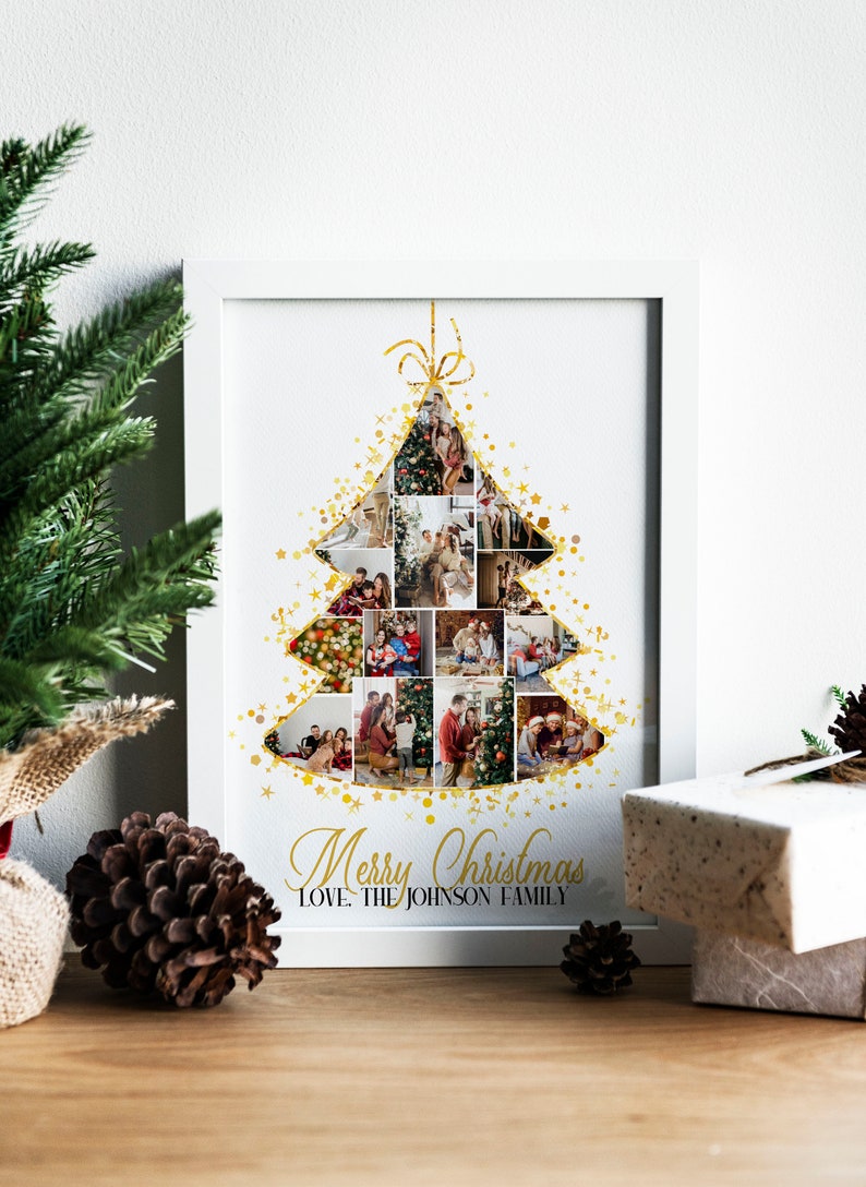 Editable Christmas Tree Photo Collage Custom Holiday Card Etsy