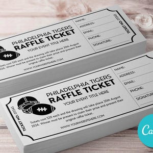 Editable Raffle Event Ticket Template, Sports Custom DIY Surprise Raffle Event Ticket, Digital Canva Printable Editable Raffle Ticket