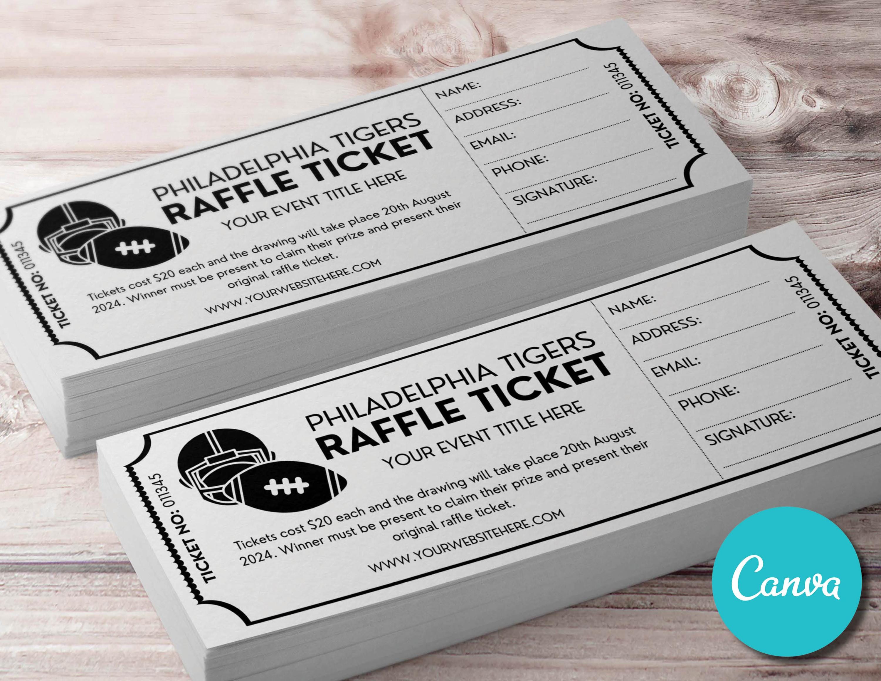 Suprise Raffles Editable Raffle Event Ticket Template, Sports Custom DIY Surprise ...