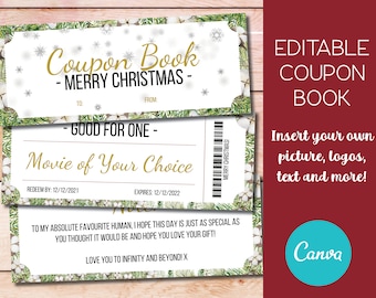 Editable Christmas Voucher Coupons Gift Holiday Book Template