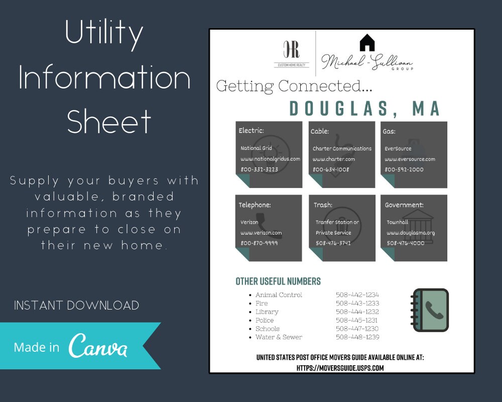 Real Estate Utility Information Sheet for Buyers (Download Now) Etsy