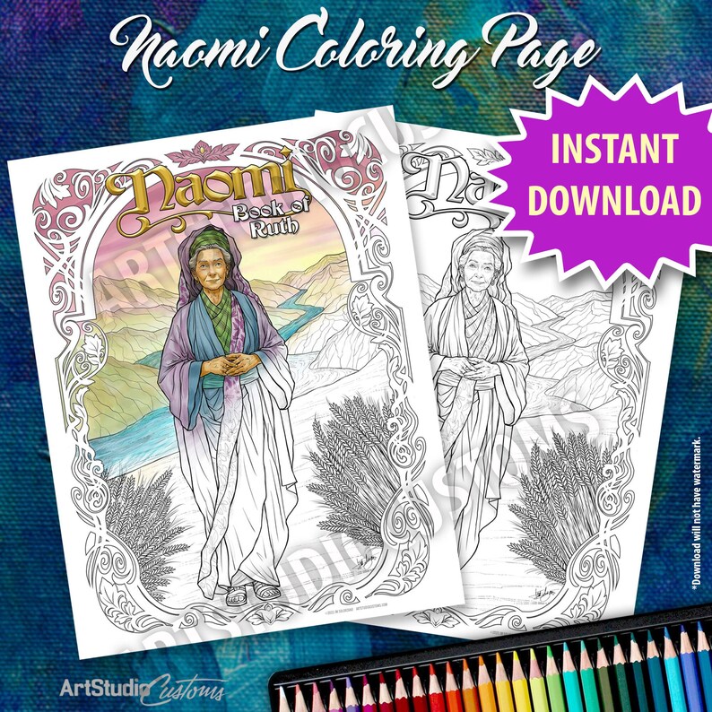 Printable Naomi Coloring Page, From the Old Testament book of Ruth