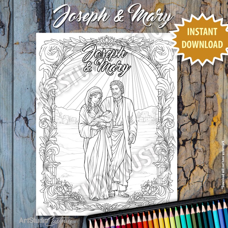 Printable Joseph and Mary Coloring Page From the New - Etsy