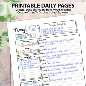 Printable Daily Pages 7 Full Days Minimal Design Gratitude - Etsy