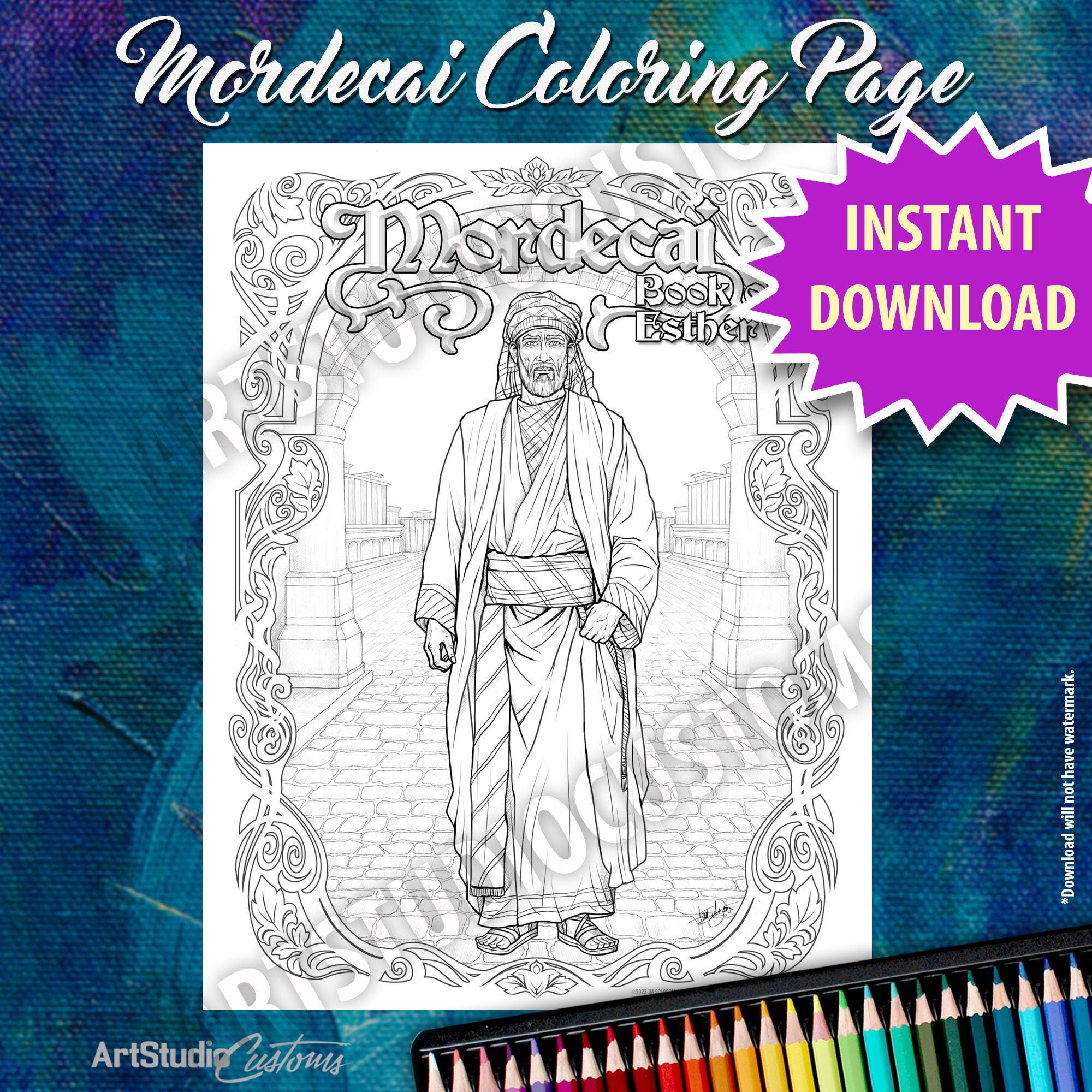 Printable Mordecai Coloring Page, From the Old Testament book of Esther
