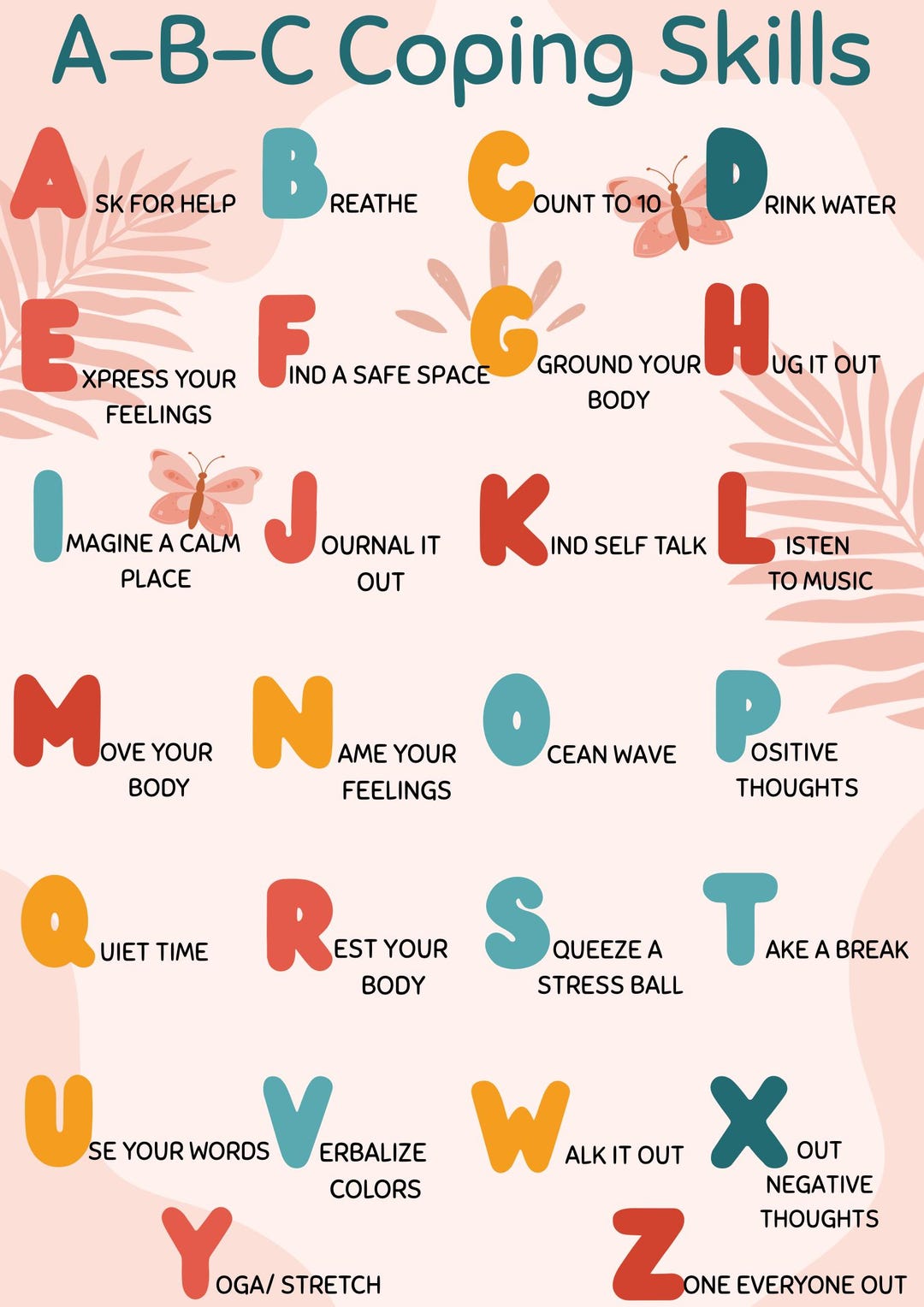 Abcs of Calm – Coping Skills Alphabet for Kids | Therapy & Classroom ...