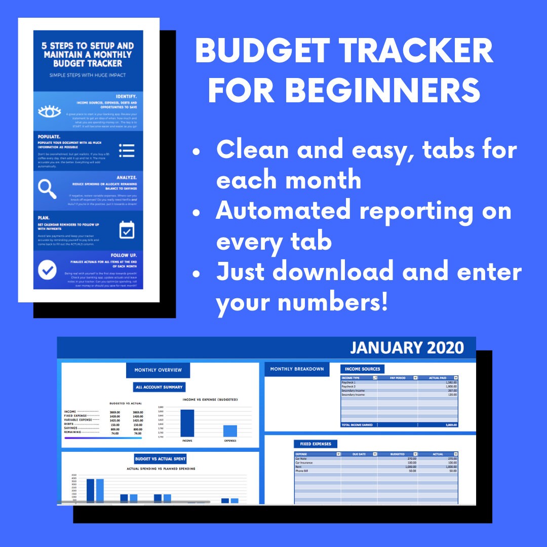 Personal Budget Tracker, Designed for Beginners, Easy With Automated ...