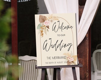 Boho Wedding Welcome to our Wedding, Welcome Sign, Wedding Welcome Sign Printable, Welcome to our Wedding Sign, Editable Wedding Sign