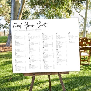 Modèle de tableau des sièges de mariage, affectations de table. Tableau des sièges de mariage, modèle de tableau des sièges de mariage, mariage moderne, minimaliste