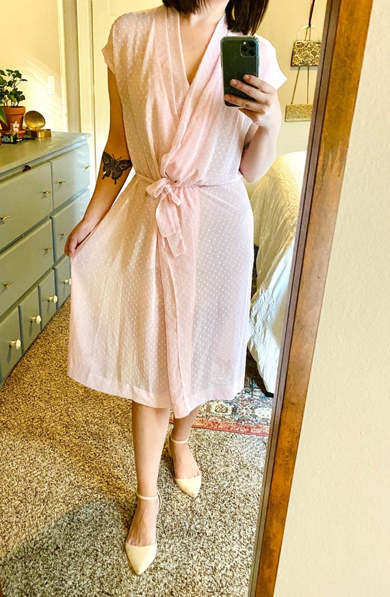 1980s lilac sheer wrap dress
