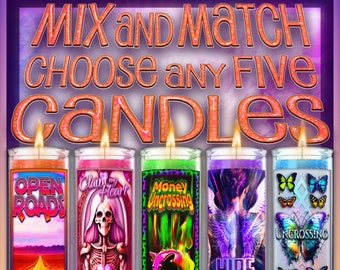 MIX and MATCH FIVE Candle Set - Customize your own 5 Candle Set, Choose the best Five candles to manifest your intention