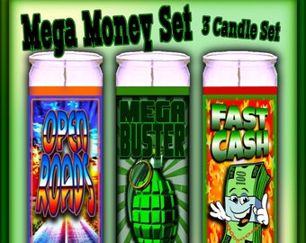 MEGA MONEY BUSTER Spell Candle Set, Spell Set, 7 Day Candles, Candle Magic, Witch Set, Spell Candle, Candle Magick, Witch Spell, Witch Shop