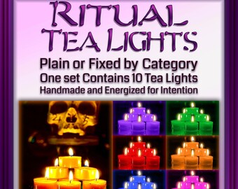 Handmade Ritual Tea Lights, Set of 10, Spell Candles, Ritual Candles, Holiday Candles, Tea Light Candles, Intention Candles, Manifestation