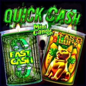 Zestaw świec QUICK CASH Mini Candle Ritual Set – mniejsze wersje naszych świec Fast Cash i Fast Luck; czas palenia 2 dni