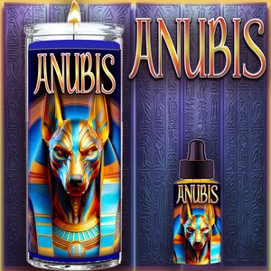 ANUBIS Fixed Deity Ritual Candle & Oil - Egyptian God of the Dead; Guide to the Underworld