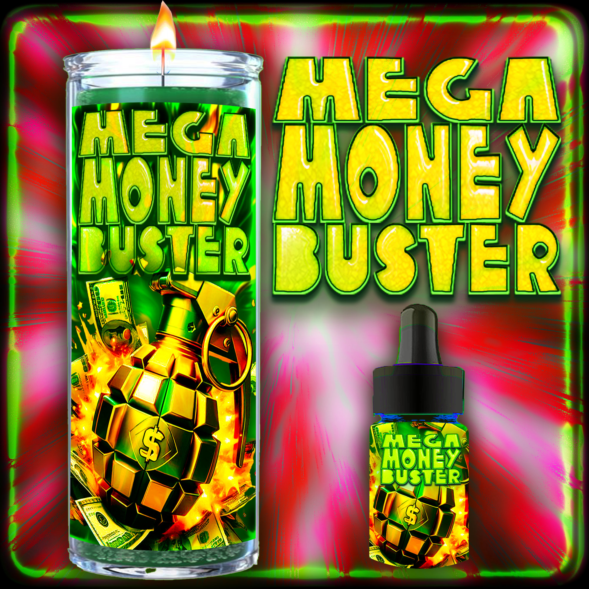 MEGA MONEY BUSTER  Candle & Oil to break through the barriers that are blocking your ability to make money;