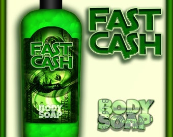 FAST CASH Body Wash is infused with a sweet Peach Champagne fragrance and the color of Money, it helps you manifest the money you need FAST