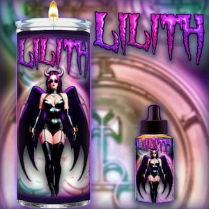 LILITH Deity Candle and Oil - Daughter of Mephisto, Queen of Succubi, Fearsome Seductress