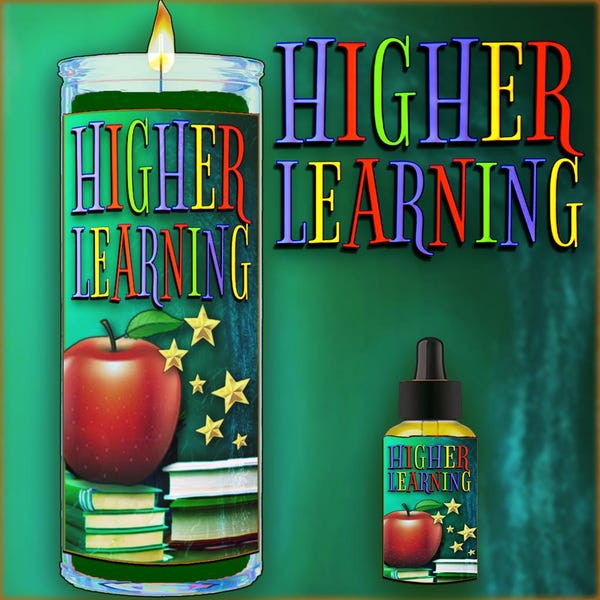 HIGHER LEARNING  Candle & Oil - to manifest better focus, confidence, memory retention, luck , great for tests, exams, etc