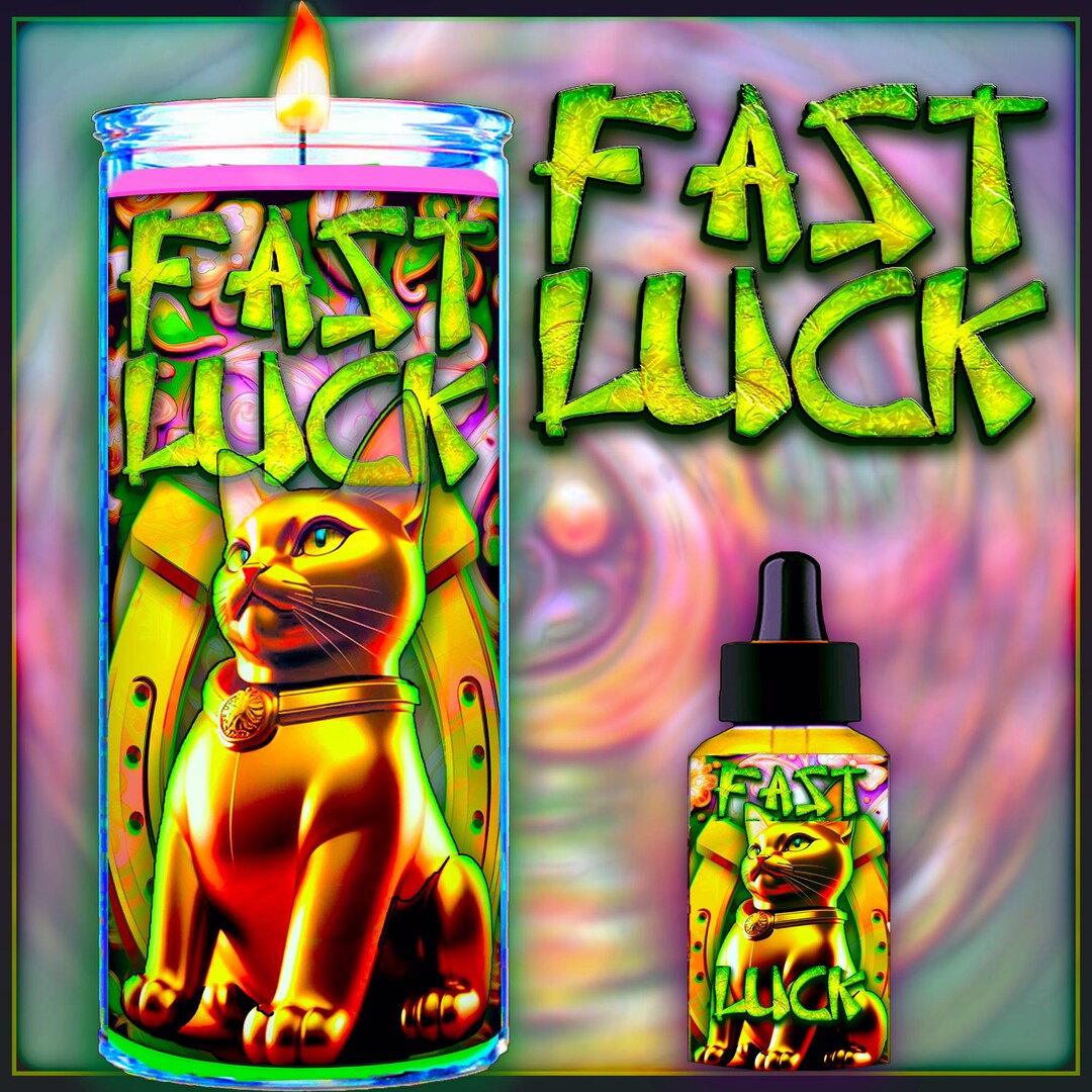 FAST LUCK Fixed Ritual Candle & Oil - Manifest Good Luck, Abundance ...