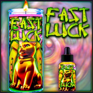 FAST LUCK Stała świeca i olejek rytualny - manifestuj szczęście, obfitość, sukces, sukces online, szczęście w miłości, hazard, sprawy sądowe