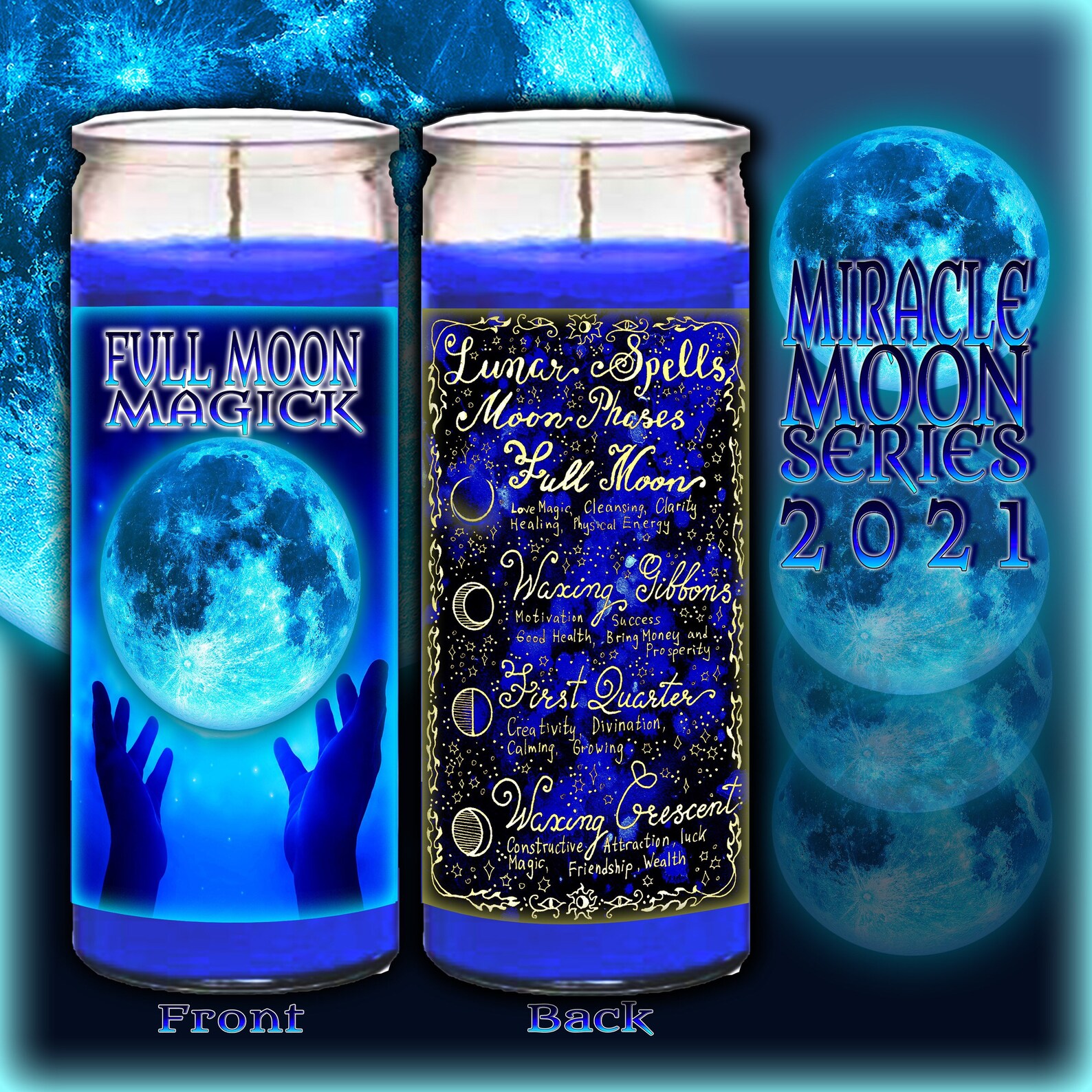 MIRACLE MOON PHASE Spell Candles moon candles full moon Etsy